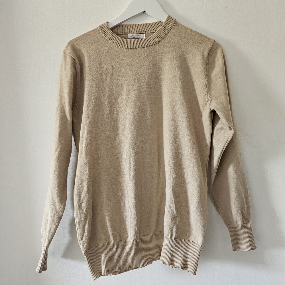 Men's Beige Crewneck Sweater Like New Worn Once